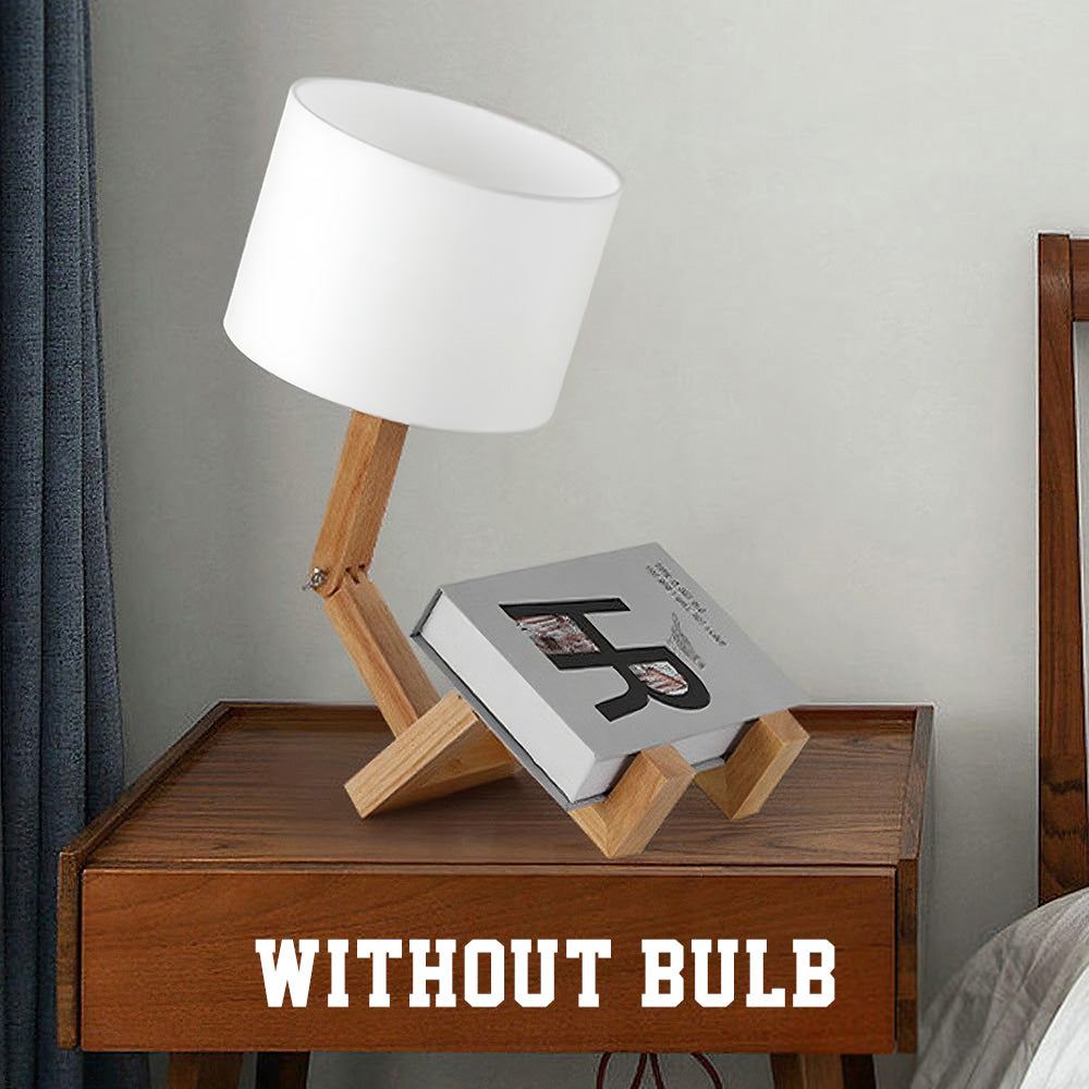 Wooden Robot Table Lamp