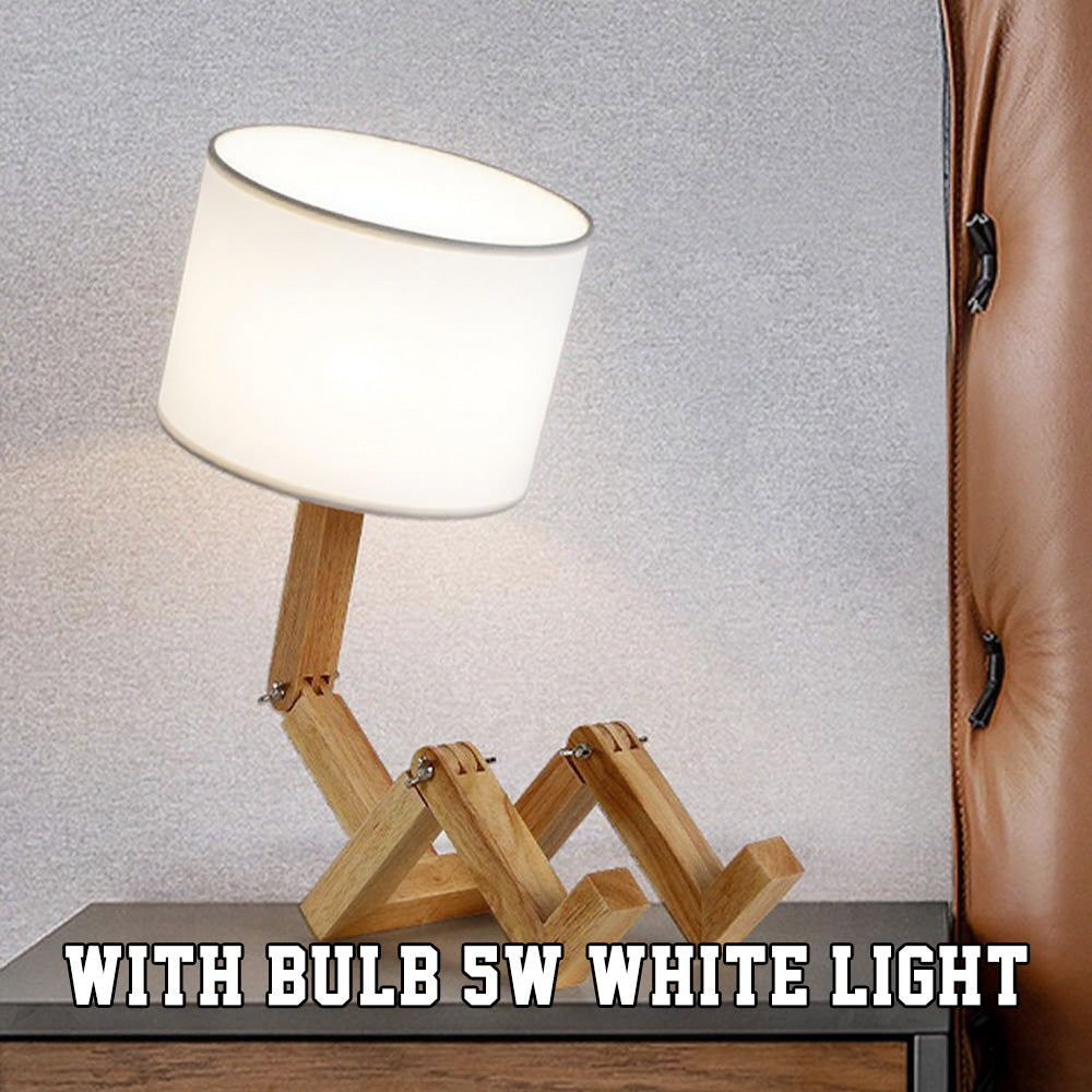 Wooden Robot Table Lamp