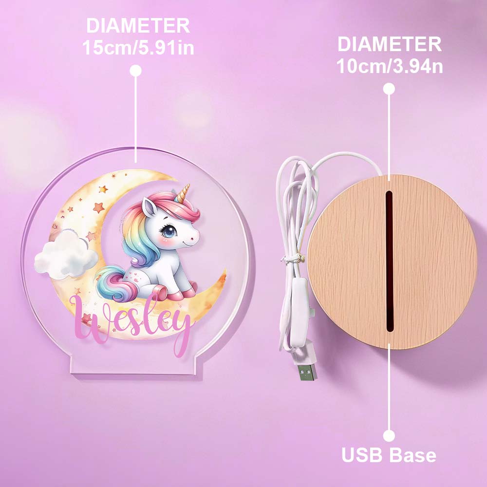 Unicorn Moon Name Night Light