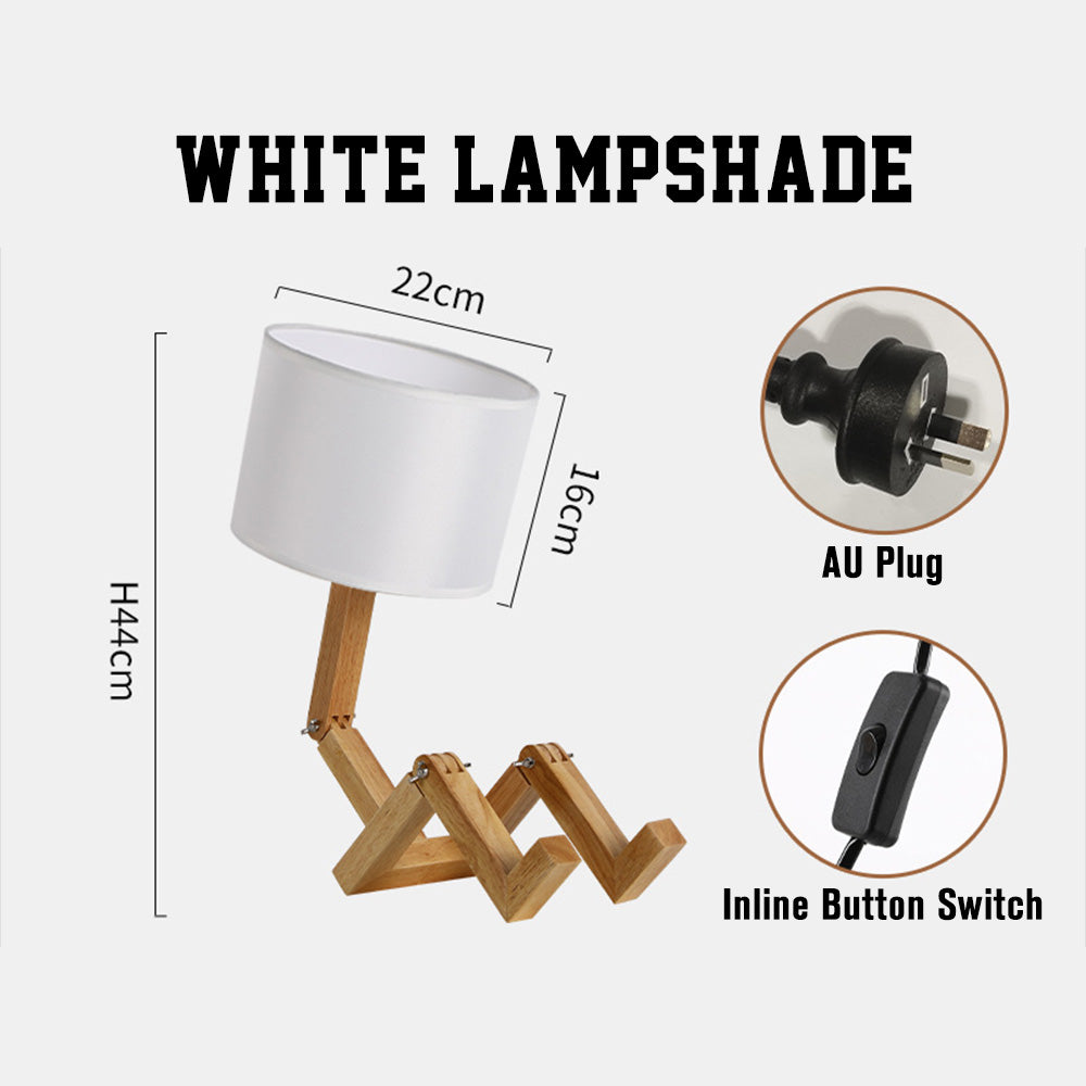 Wooden Robot Table Lamp