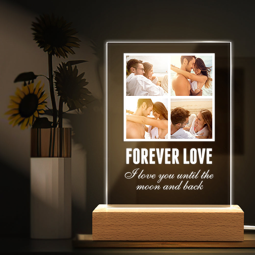 Custom Photo Plaque Wooden Stand Night Light
