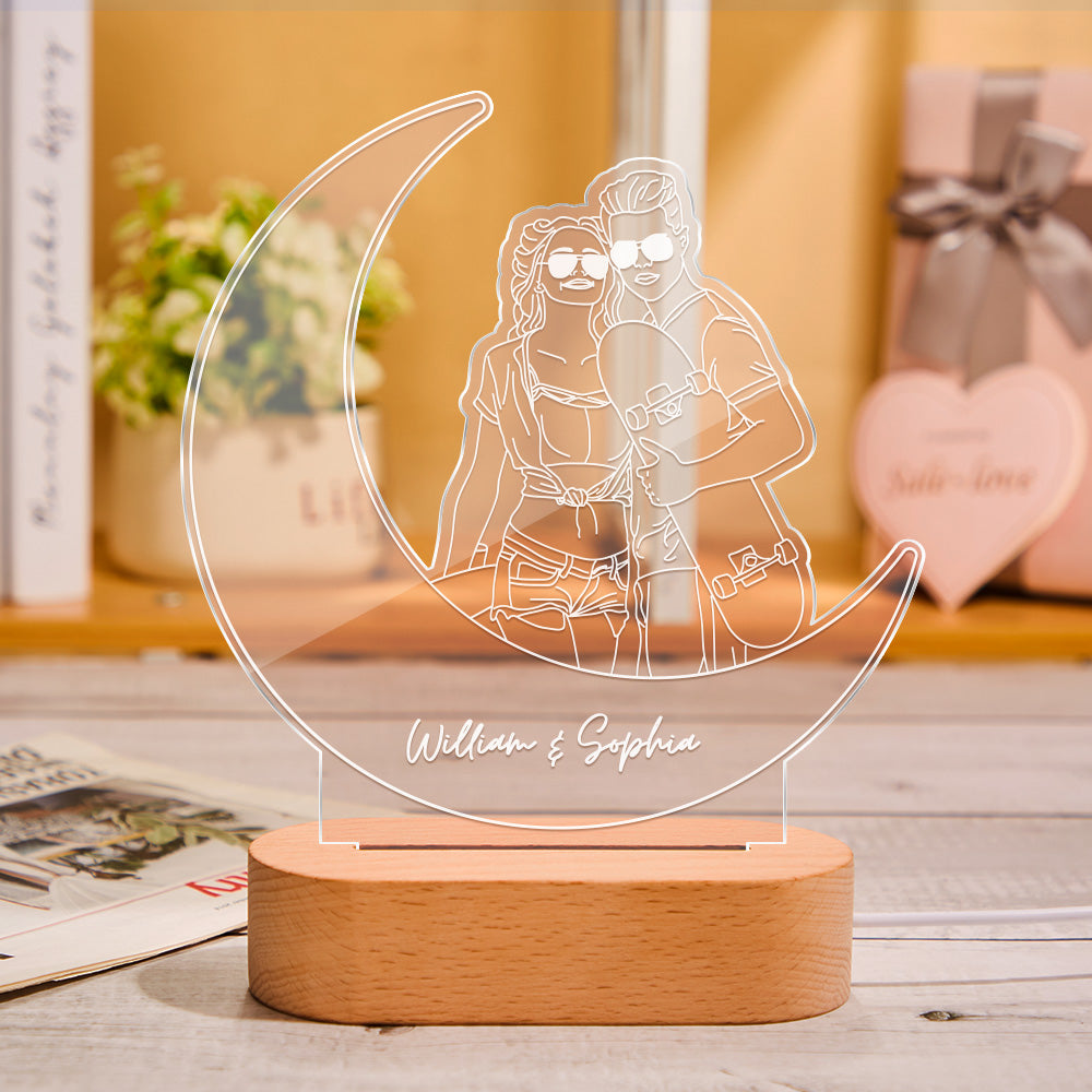 Line Art Photo Night Light – Custom Portrait