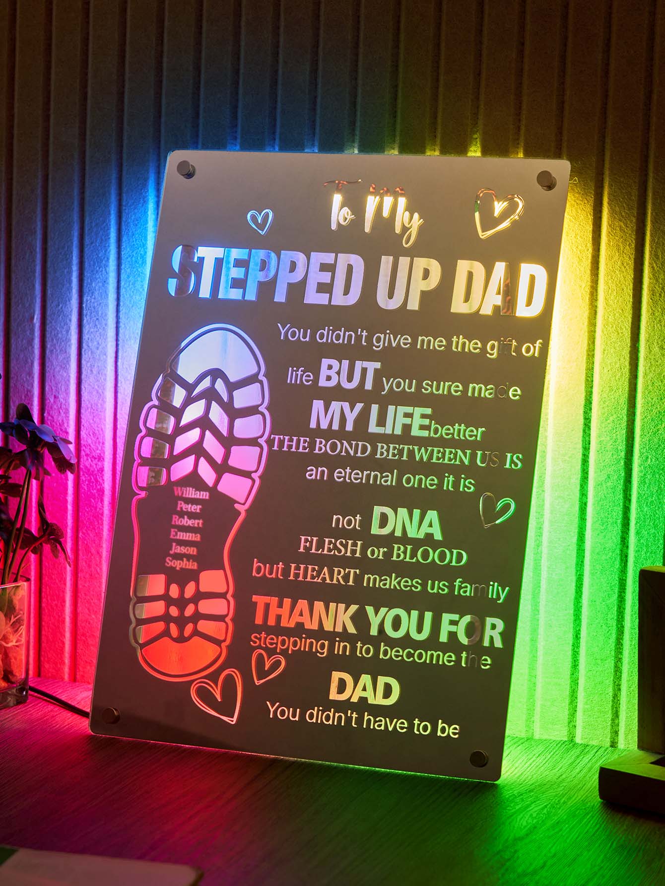 Dad Footprint Mirror Light – Father’s Day