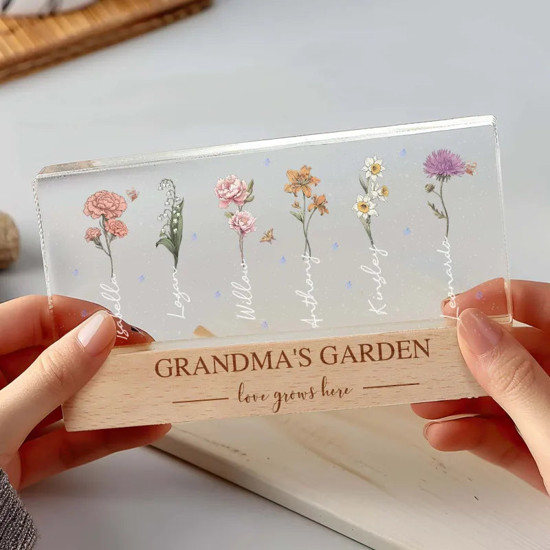 Grandma's Garden Birth Month Flower Acrylic Night Light