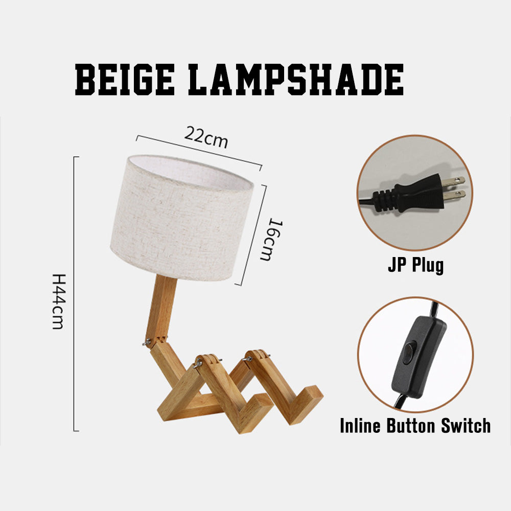 Wooden Robot Table Lamp