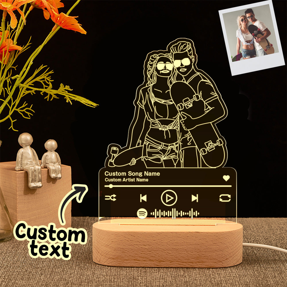 Custom Portrait Music Line Art Night Light