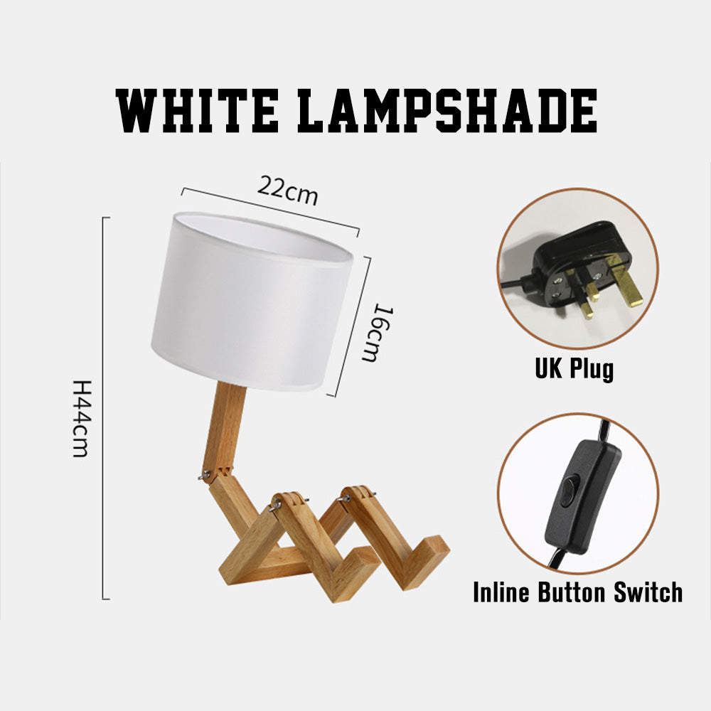 Wooden Robot Table Lamp