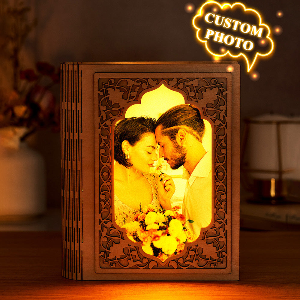 Personalized Grimoire Shape Mirror Photo Frame Light