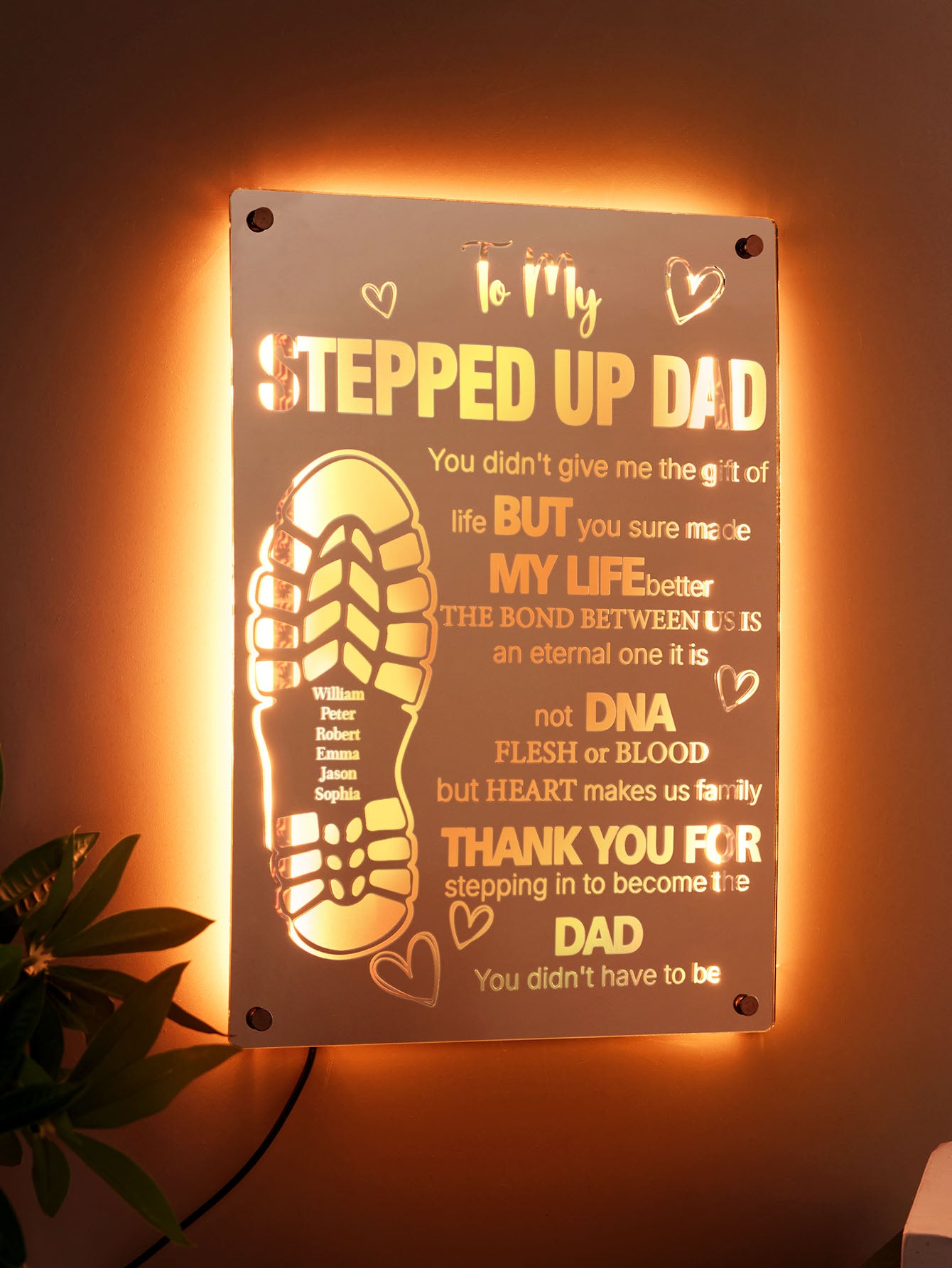 Dad Footprint Mirror Light – Father’s Day