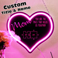 Mom Puzzle Piece Neon Mirror Light