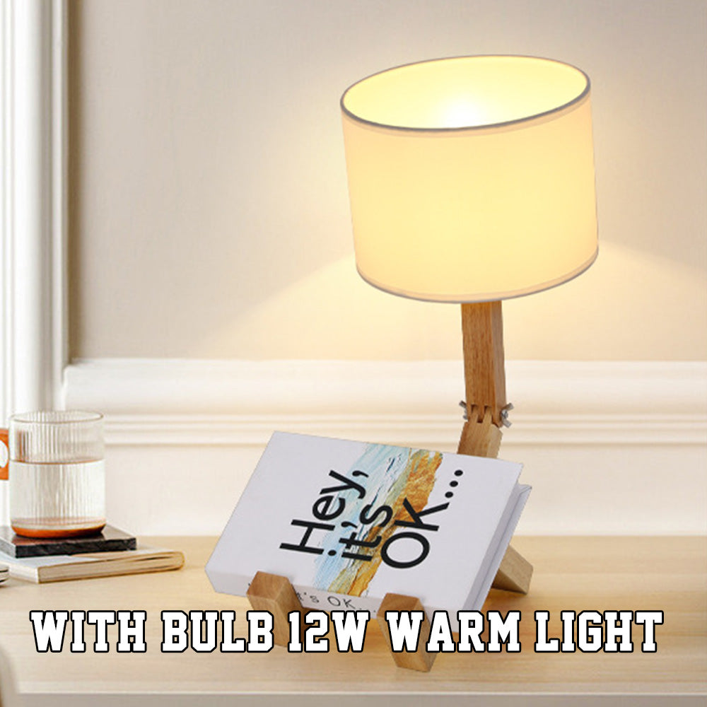 Wooden Robot Table Lamp