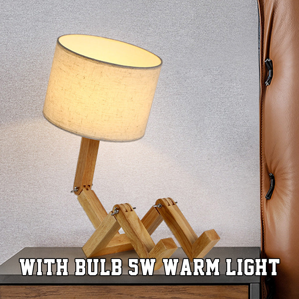 Wooden Robot Table Lamp