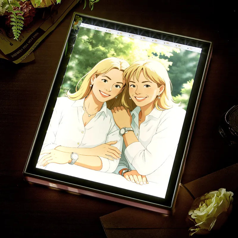 Personalized Custom Photo Mirror Night Light (Ghibli Style)