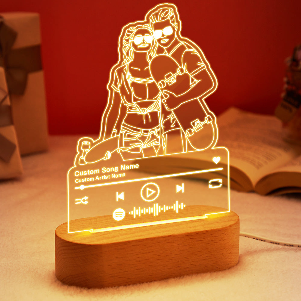 Custom Portrait Music Line Art Night Light