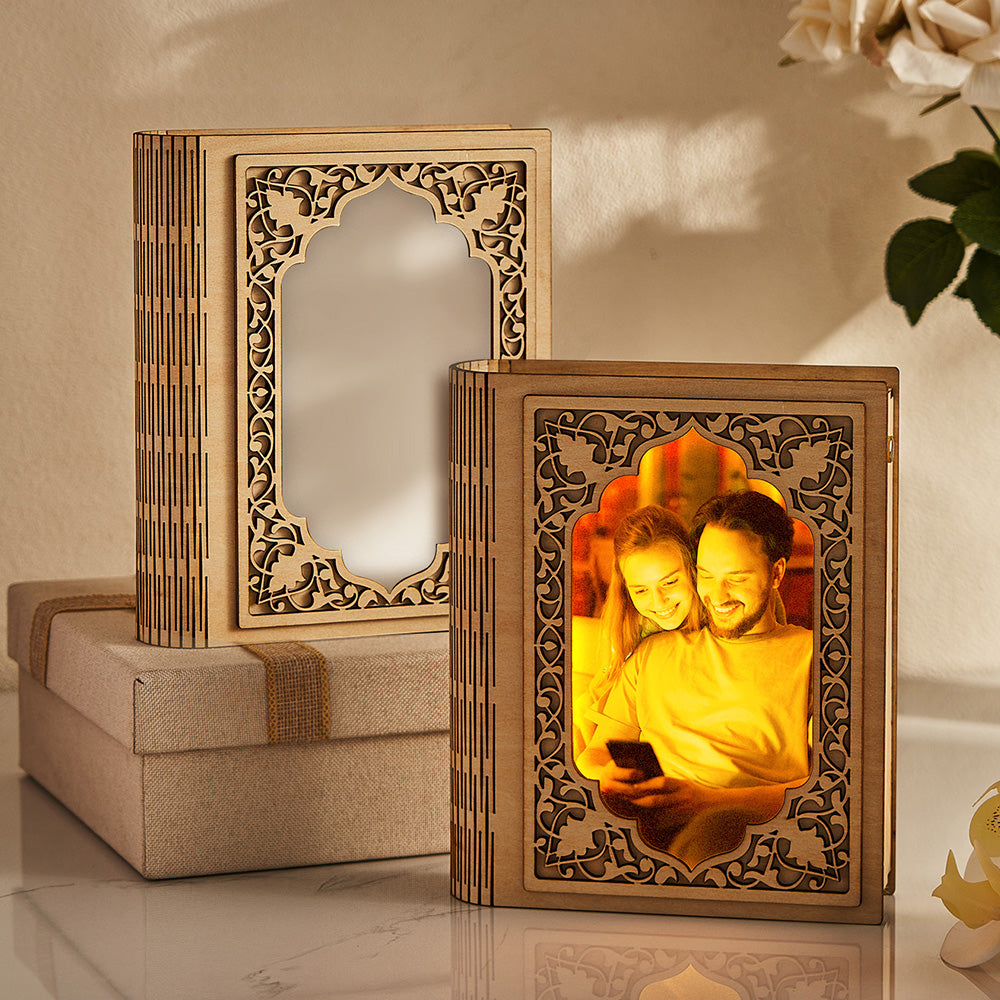 Personalized Grimoire Shape Mirror Photo Frame Light