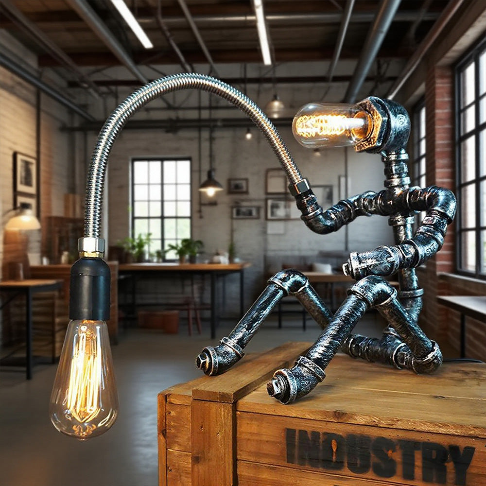 Creative Iron Robot Table Lamp Metal Night Light