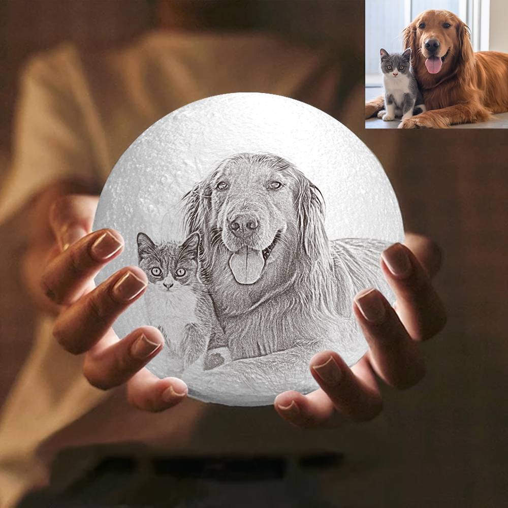 3D Photo Moon Lamp – 16 Colors (Pet/Portrait)