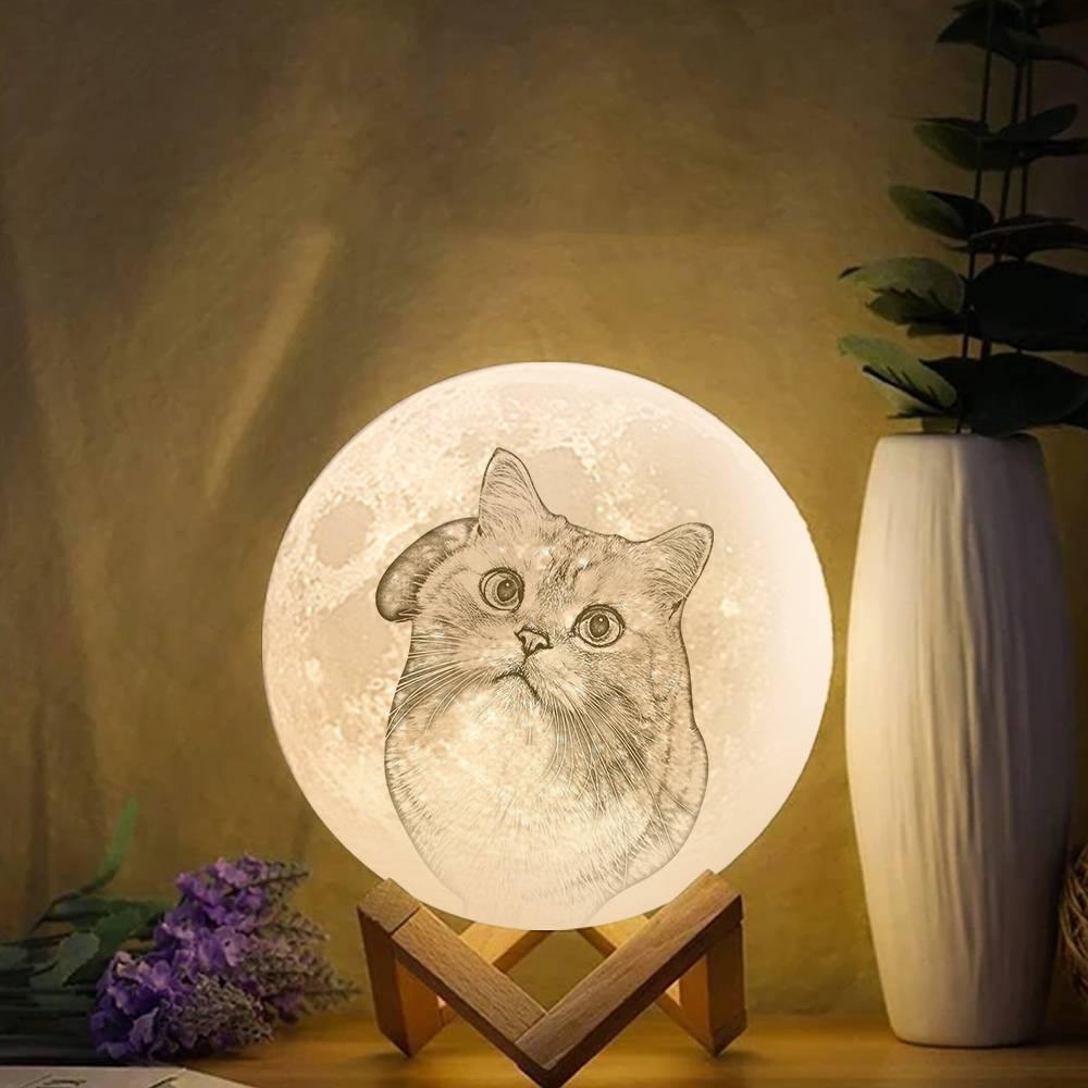 3D Photo Moon Lamp – 16 Colors (Pet/Portrait)