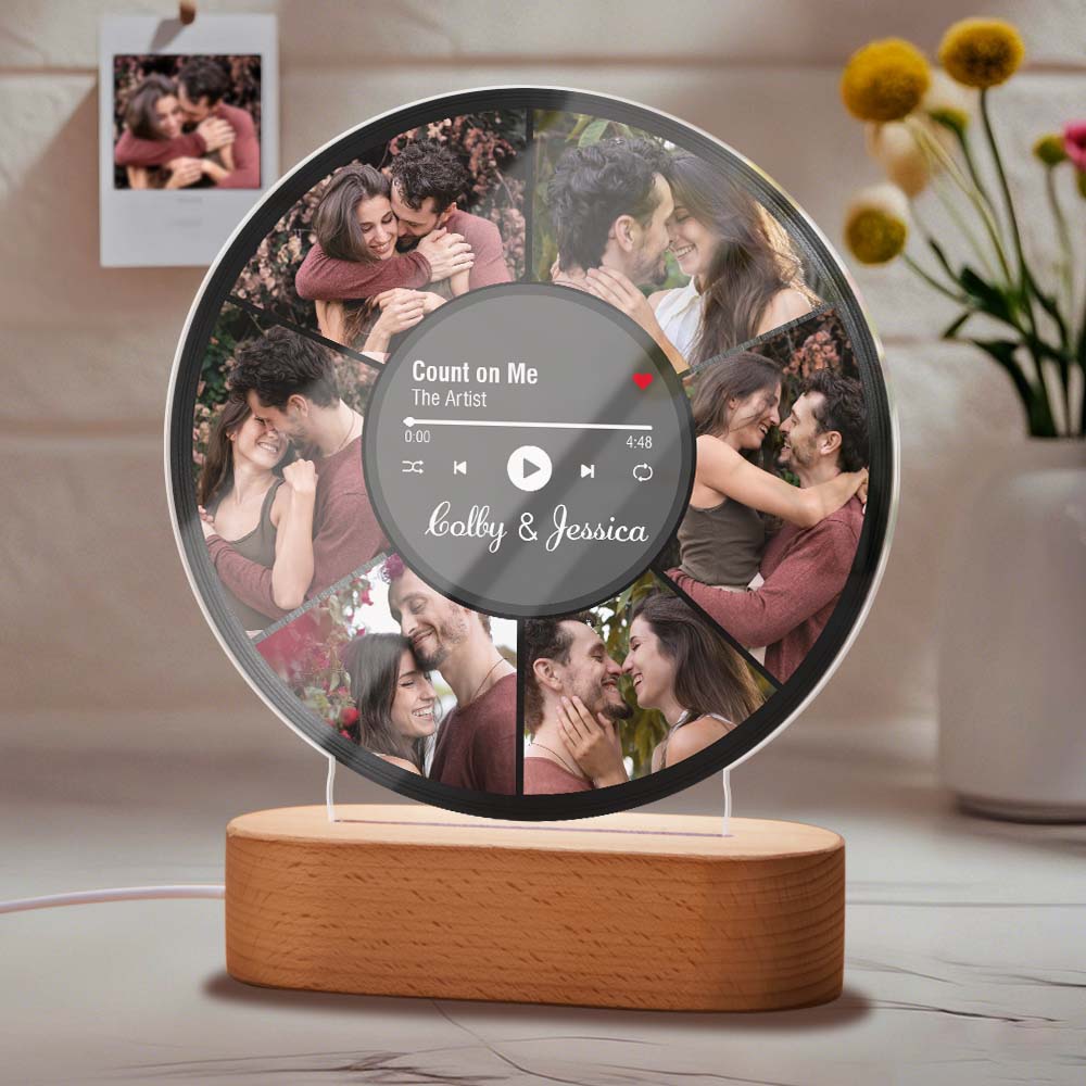 Personalized Couple Photo Record Collage Night Light