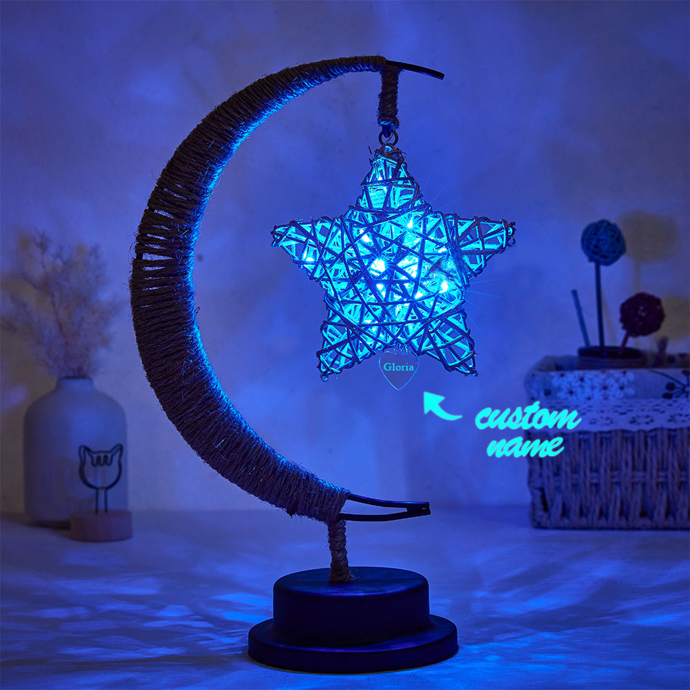 Custom Engraved Name Star Moon Night Light