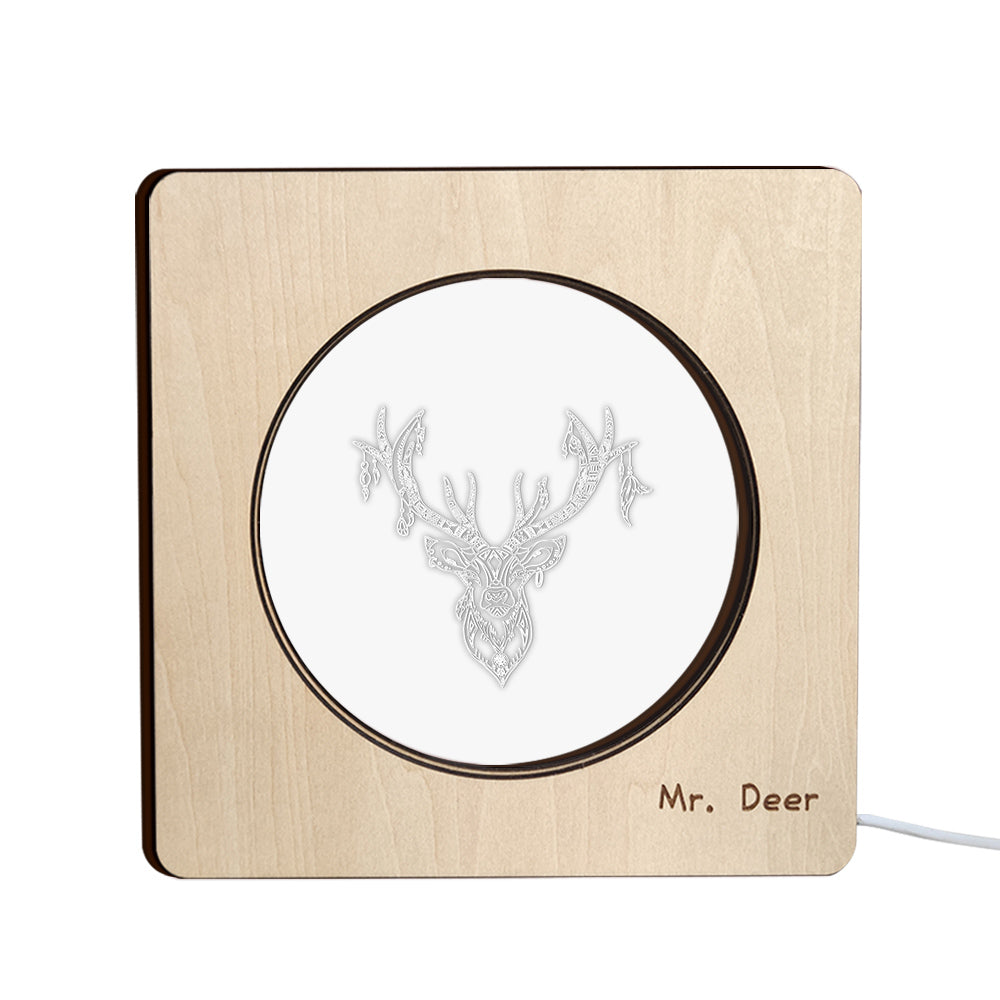 Custom Engraved Deer Wooden Frame Night Light