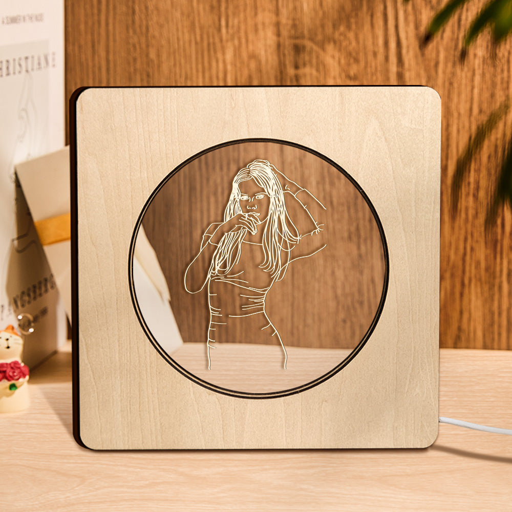 Personalized Engraving Photo Wooden Frame Night Light