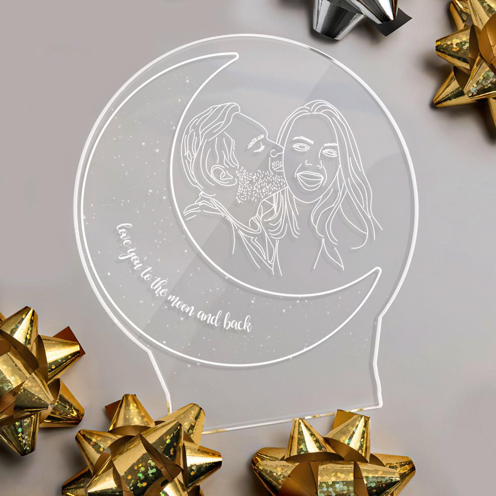 Custom 3D Photo Moon Colorful Night Light