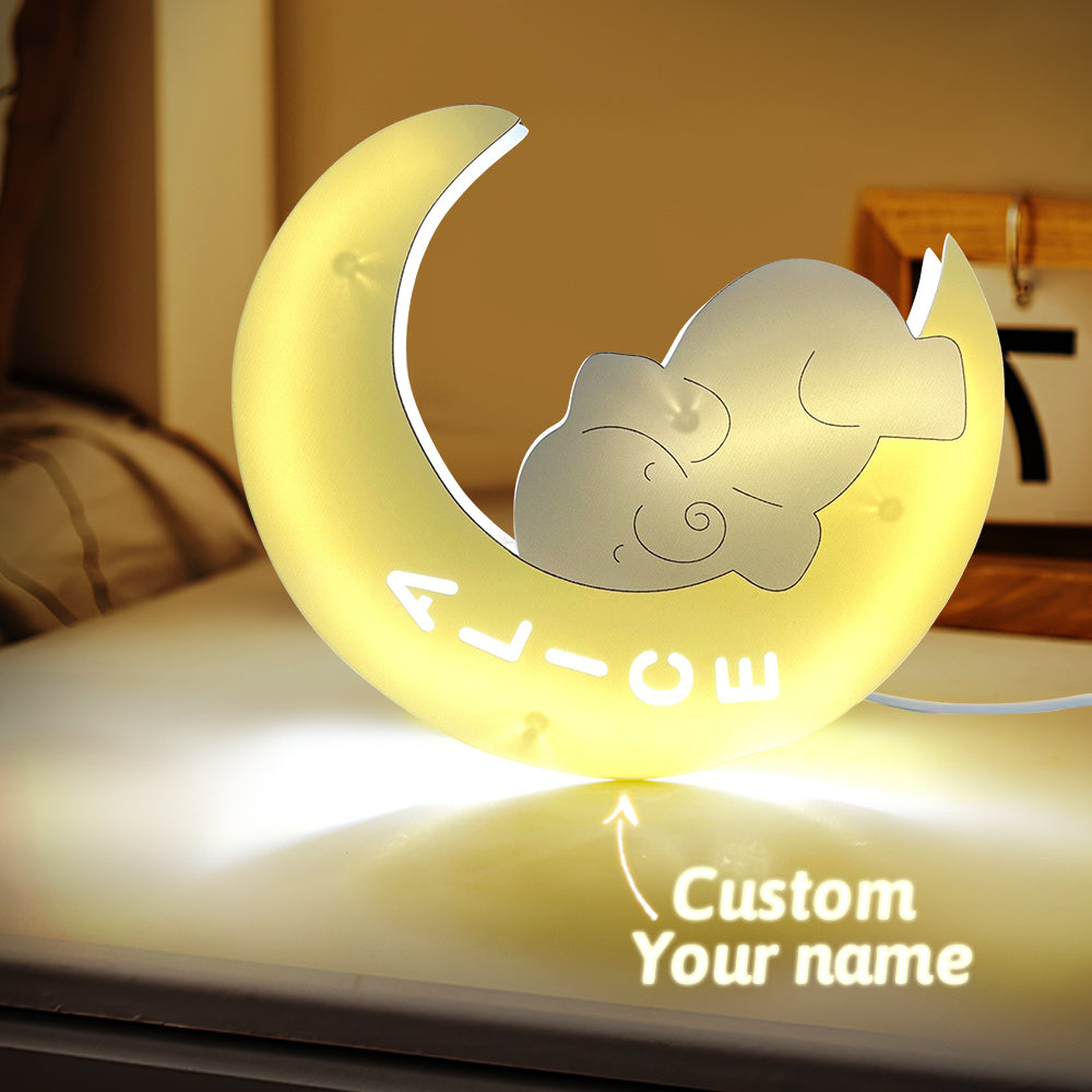 Baby Elephant Name Night Light (Kids Room)