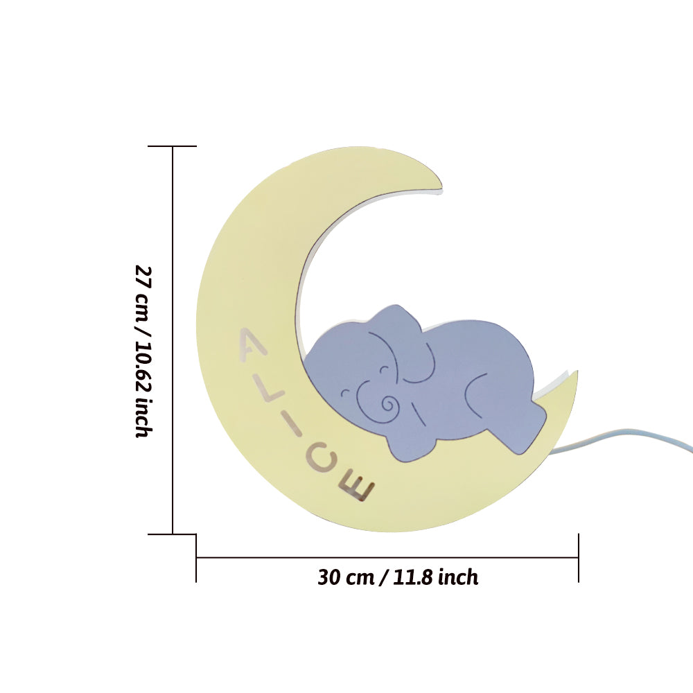 Baby Elephant Name Night Light (Kids Room)