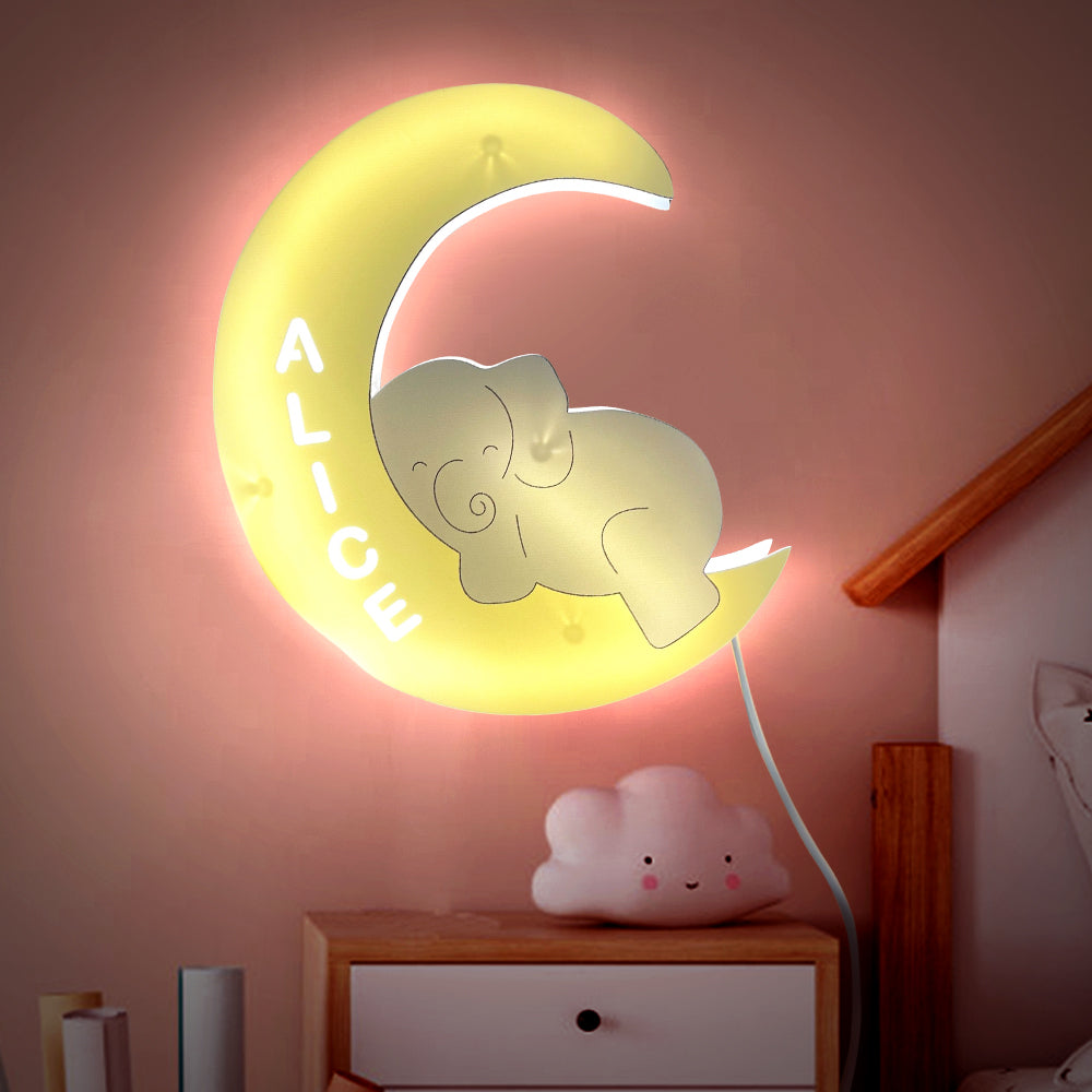 Baby Elephant Name Night Light (Kids Room)