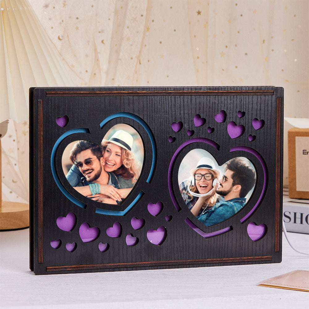Custom Heart Photo Wooden Night Light