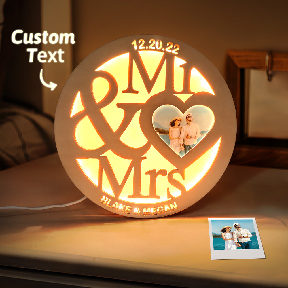 Custom Photo Wooden Lamp Engraved Night Light