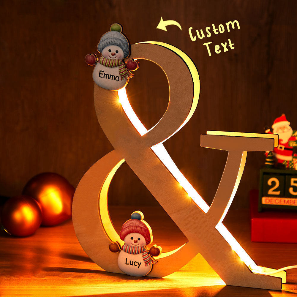 Personalized Snowman Family Name Wooden Night Light