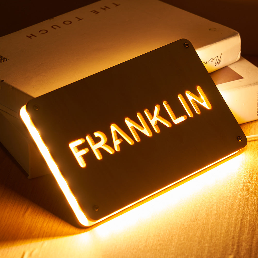 Personalized Wood Night Light With Text