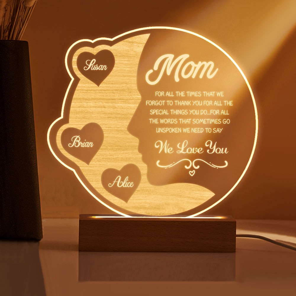 Crescent Moon Night Light – Custom Name
