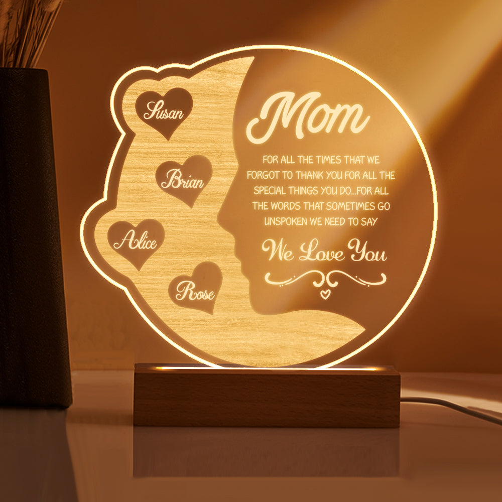 Crescent Moon Night Light – Custom Name