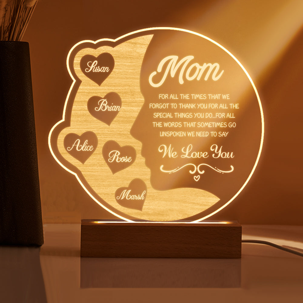 Crescent Moon Night Light – Custom Name