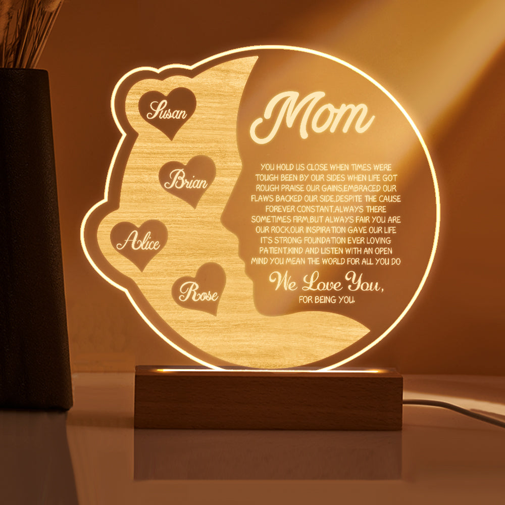 Crescent Moon Night Light – Custom Name