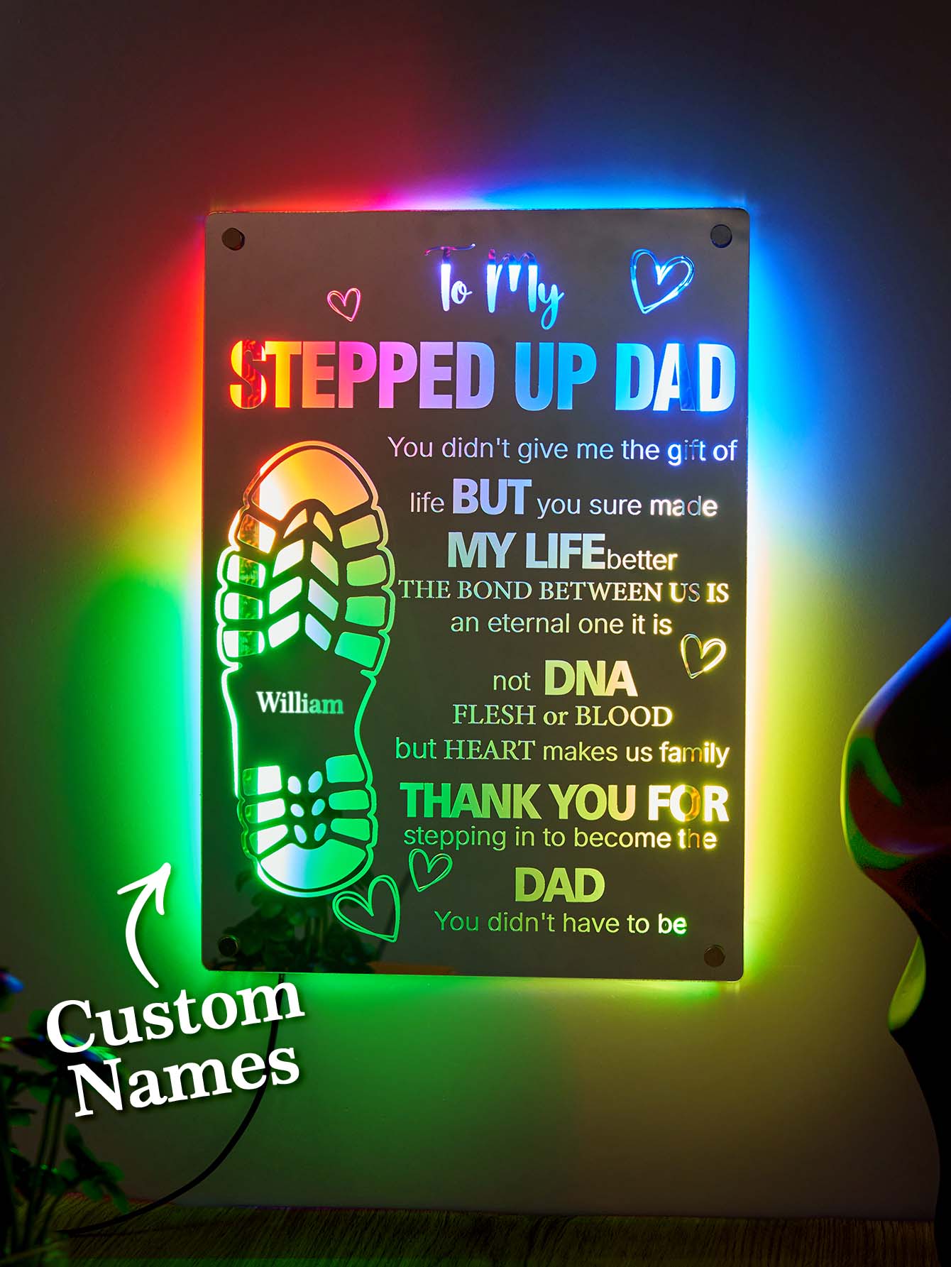 Dad Footprint Mirror Light – Father’s Day