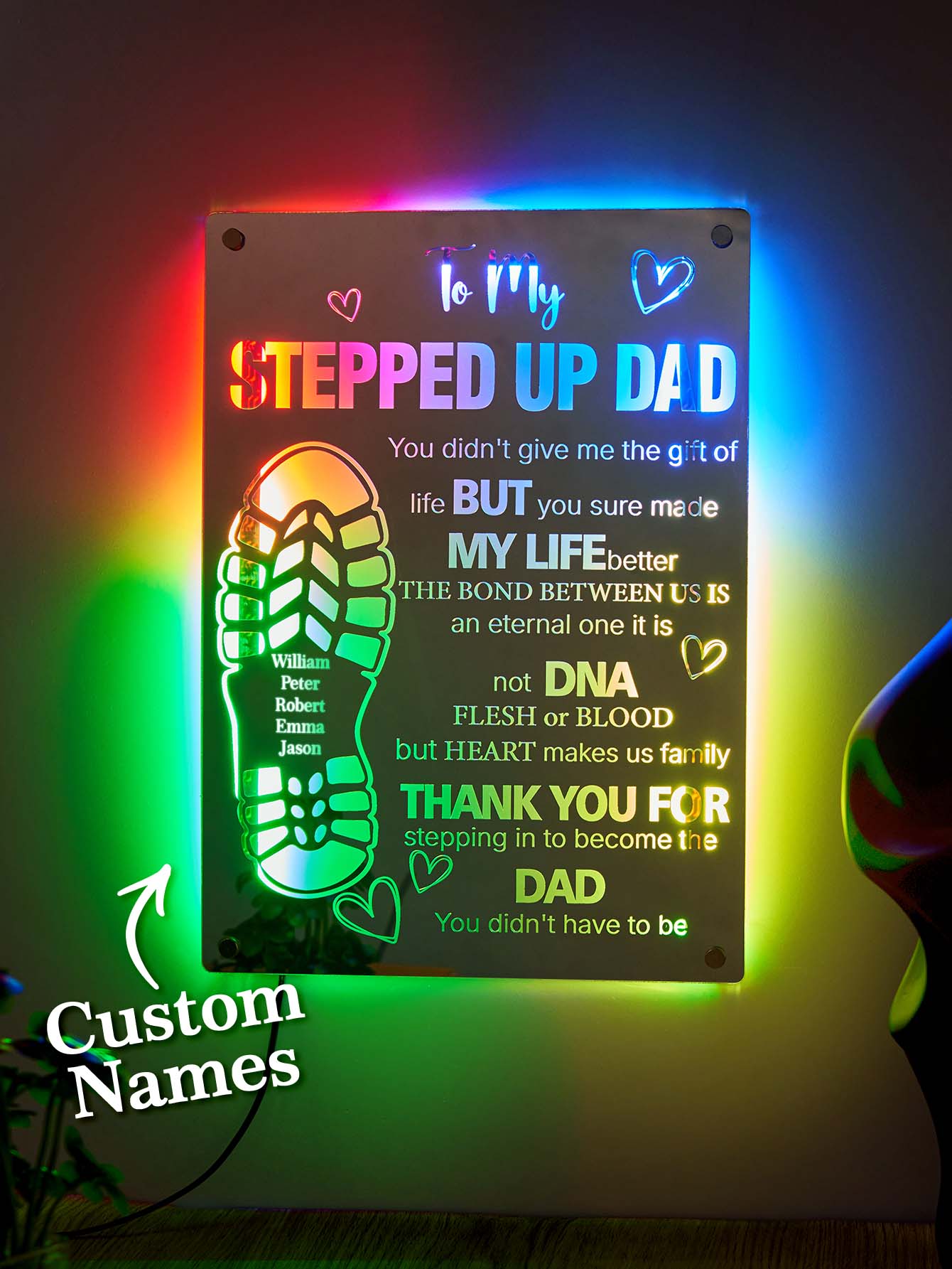 Dad Footprint Mirror Light – Father’s Day