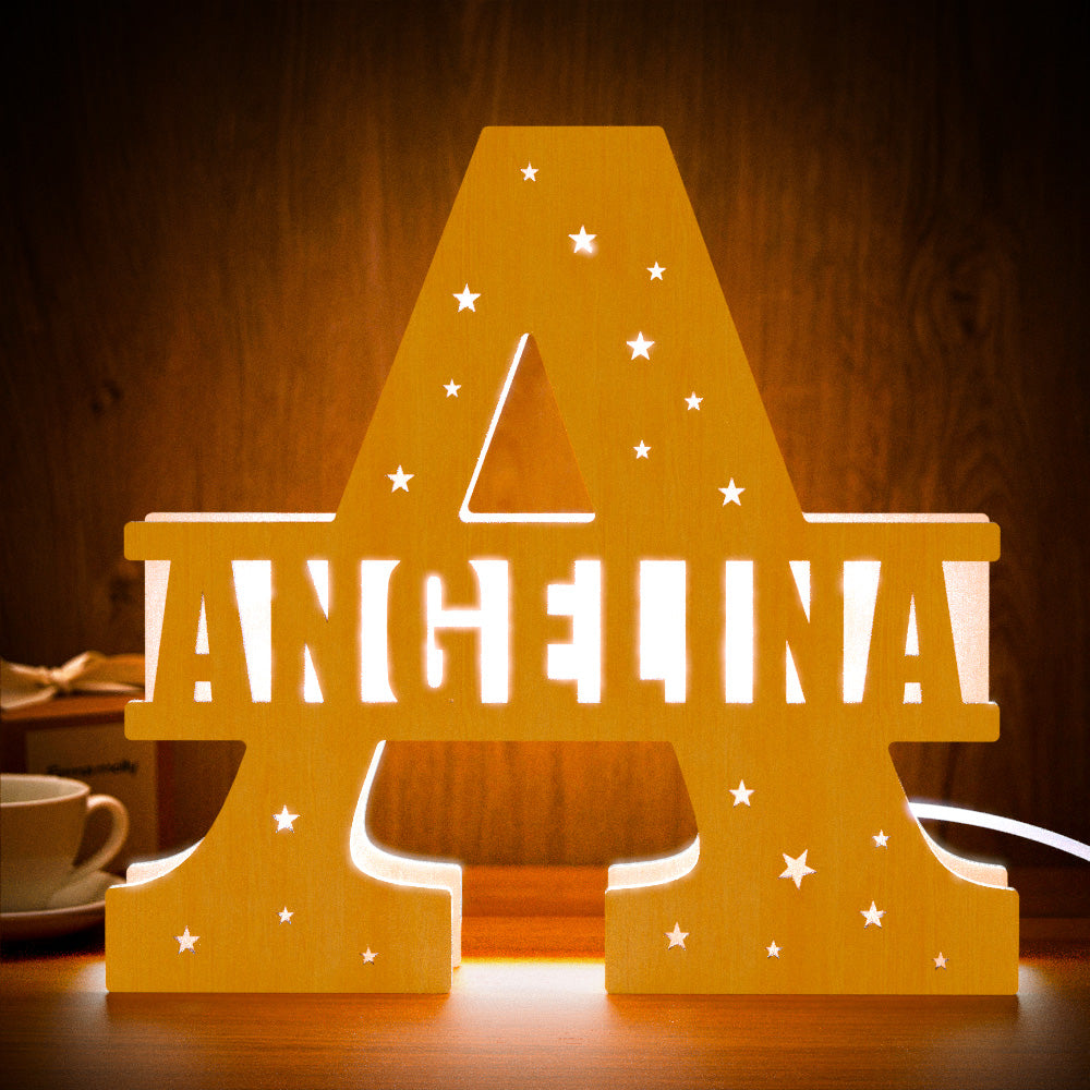 Personalized Initial Name Wooden Night Light