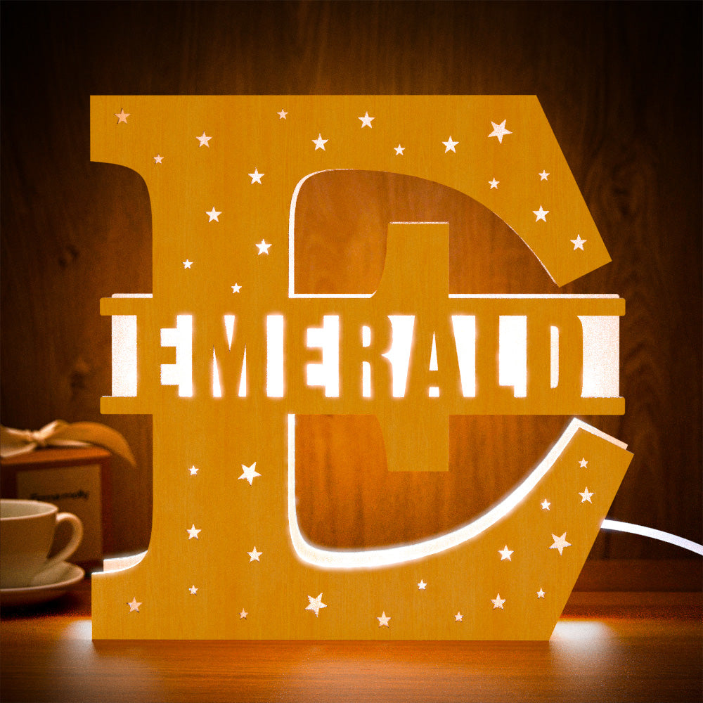 Personalized Initial Name Wooden Night Light