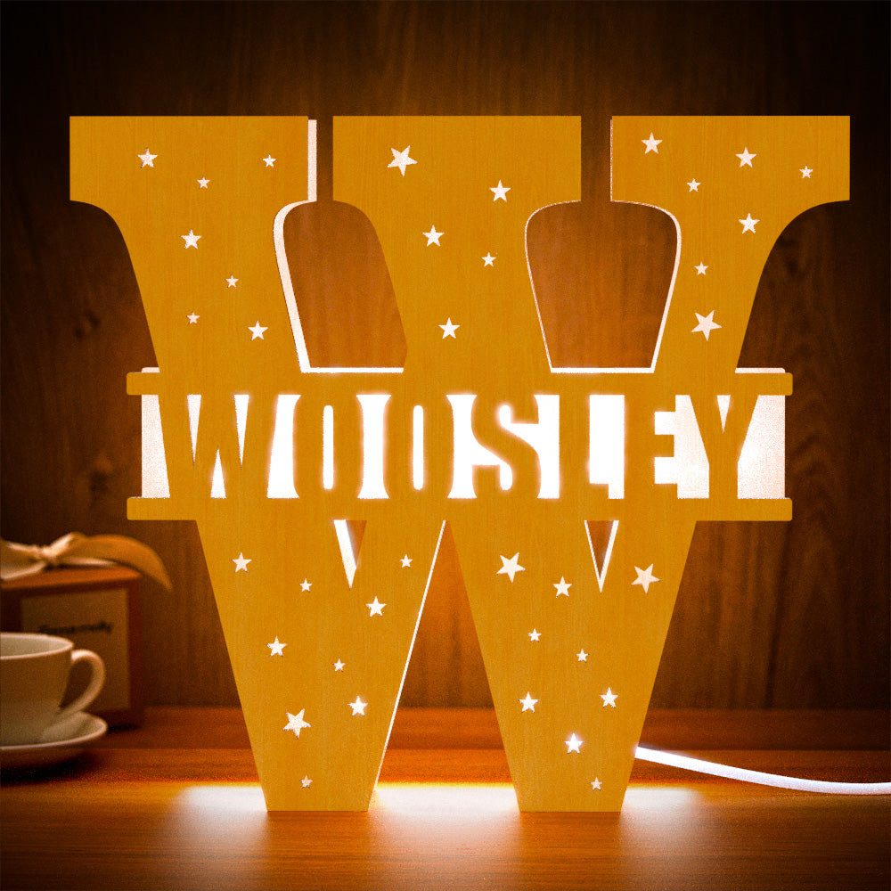 Personalized Initial Name Wooden Night Light