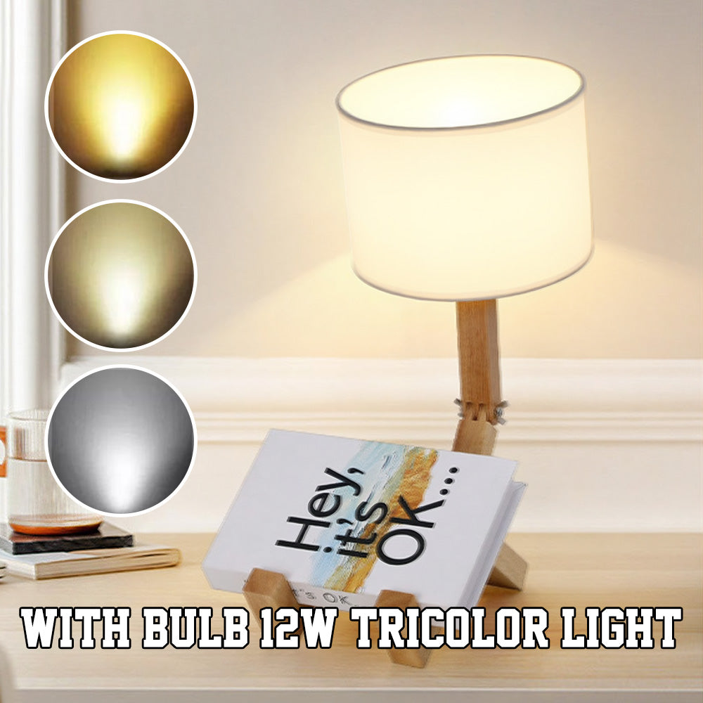 Wooden Robot Table Lamp