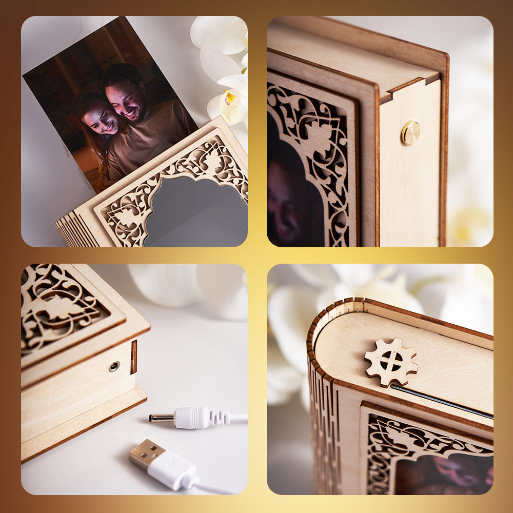 Personalized Grimoire Shape Mirror Photo Frame Light