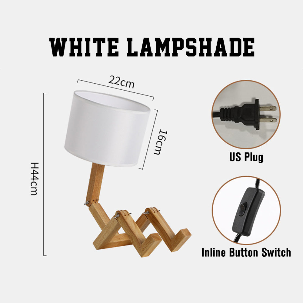 Wooden Robot Table Lamp