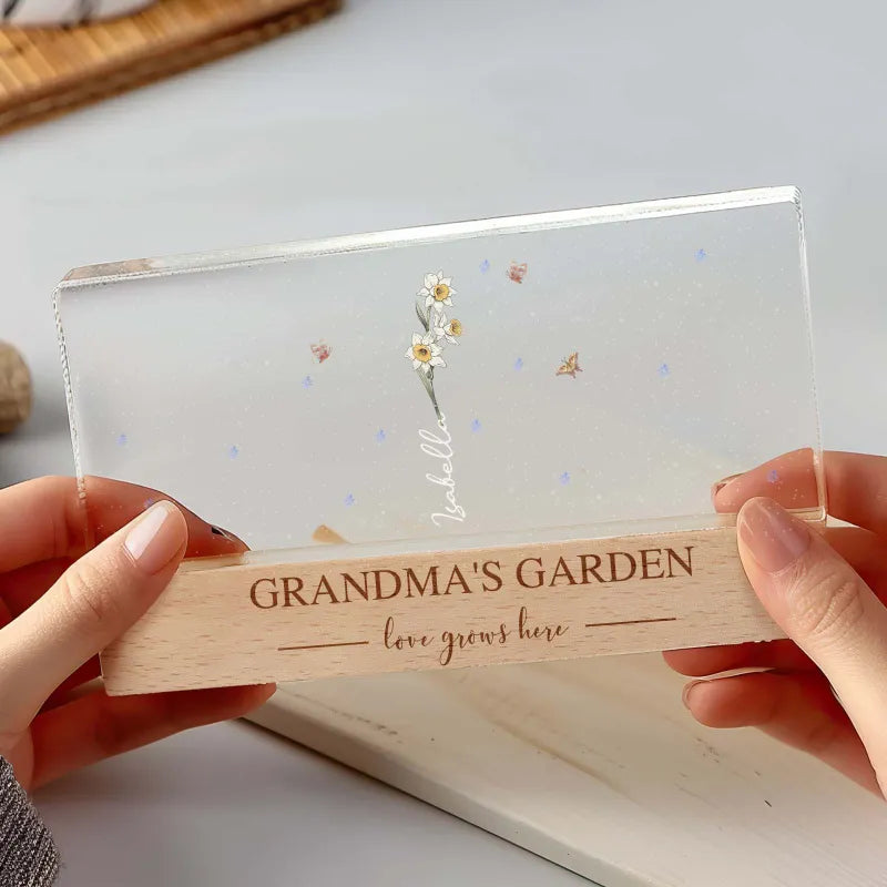 Grandma's Garden Birth Month Flower Acrylic Night Light