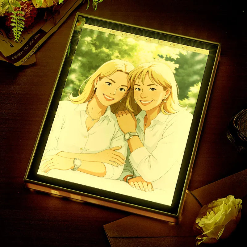 Personalized Custom Photo Mirror Night Light (Ghibli Style)