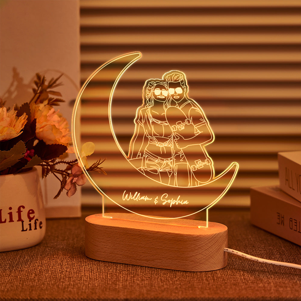 Line Art Photo Night Light – Custom Portrait