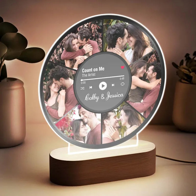 Personalized Couple Photo Record Collage Night Light